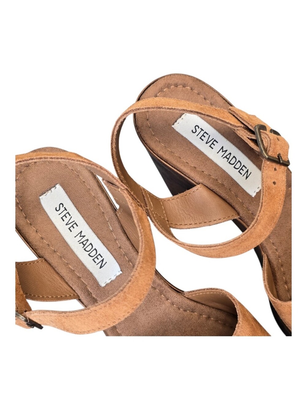 Steve Madden Women’s 8 Lulla Tan Suede Leather Platform Sandals - Picture 7 of 14